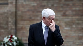 The President of the Central Council of Jews in Germany Josef Schuster stands in front of the synagogue in Halle, eastern Germany, on October 09, 2020
