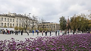 Lithuanian's queue to cast their ballots during an early vote, five days ahead of the parliamentary elections at a polling stations in Vilnius, Lithuania on October 6, 2020.