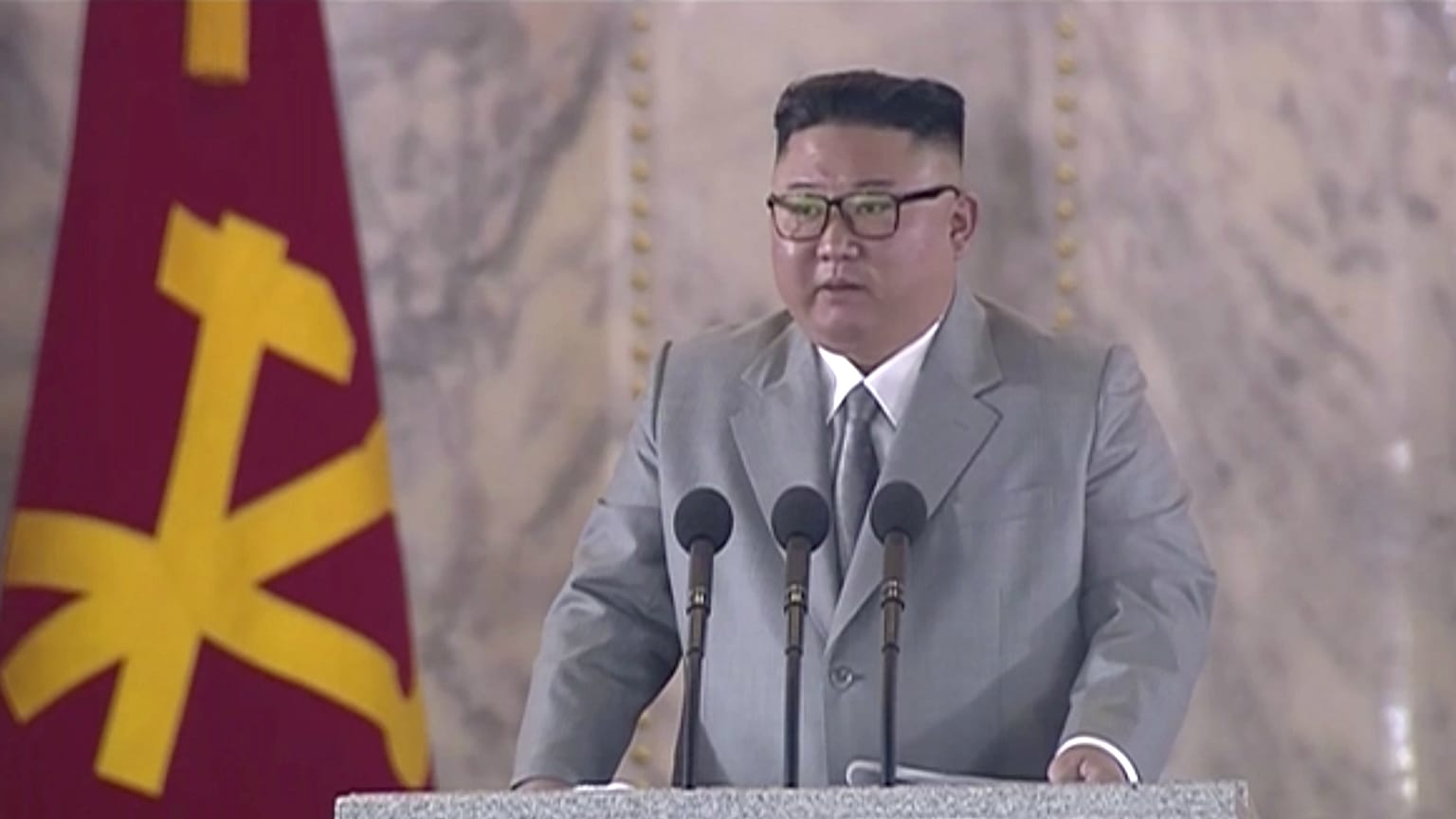 Kuzey Kore Devlet Başkanı Kim Jong Un, İşçi Partisi'nin 75. kuruluş yıl dönümü için düzenlenen törende konuştu