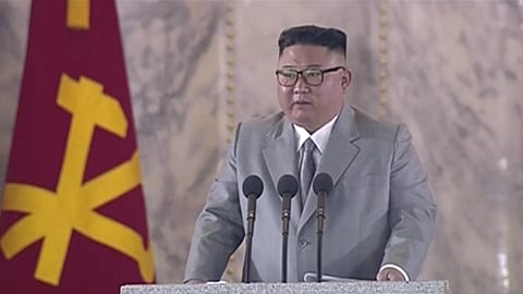 Kuzey Kore Devlet Başkanı Kim Jong Un, İşçi Partisi'nin 75. kuruluş yıl dönümü için düzenlenen törende konuştu