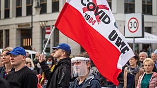 Manifestation anti-masque à Varsovie en Pologne le 10 octobre 2020