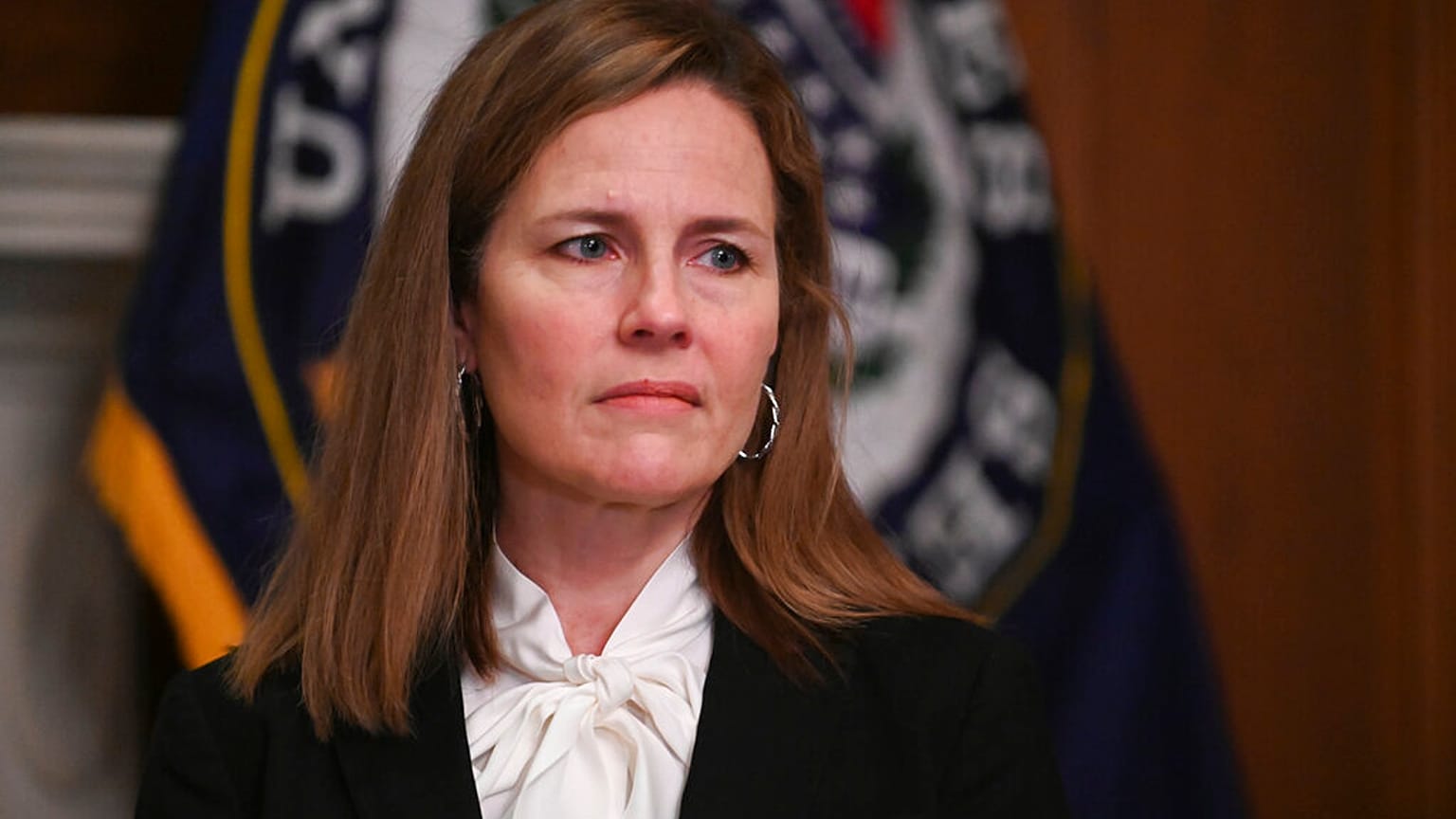 FILE - In this Oct. 1, 2020, file photo Supreme Court nominee Judge Amy Coney Barrett, meets with Sen. Joni Ernst, R-Iowa, at the Capitol in Washington.