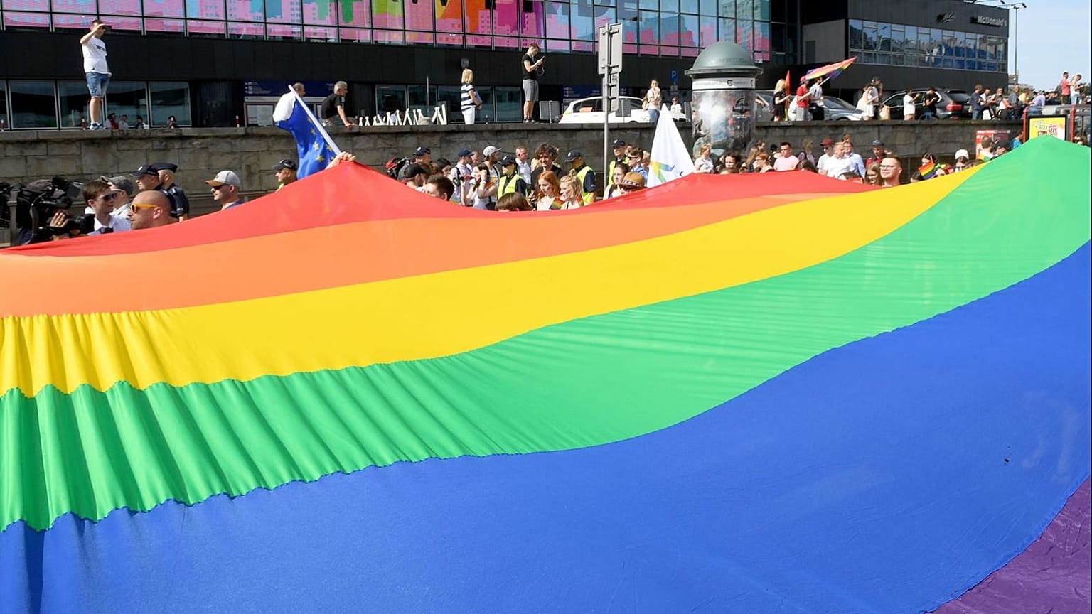 Participants attend a gay pride event in the Polish capital, Warsaw, in June 2018.