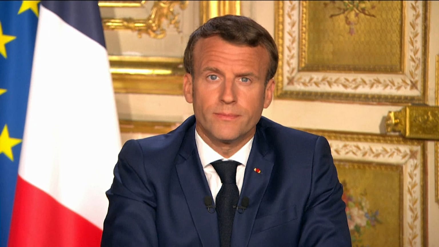 Emmanuel Macron, lors de son allocution télévisée le 13 avril 2020