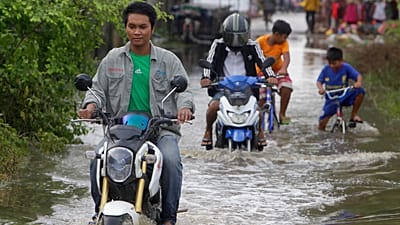 Inundaciones estos días a las afueras de Phnom Penh, en Camboya.