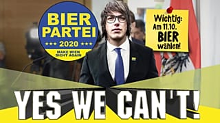 Capture d'écran du site du Bierpartei, avec son leader Marco Pogo