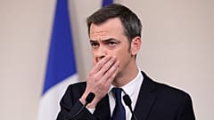 French Minister for Solidarity and Health Olivier Veran during a press conference in Paris on March 28, 2020.