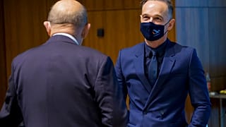 Fransa Dışişleri Bakanı Jean-Yves Le Drian (solda) ve Alman mevkidaşı Heiko Maas 