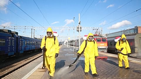 Covid-19 : à Moscou, la gare de Iraoslavl entièrement désinfectée