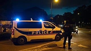 French police officers stand guard a street in Eragny on October 16, 2020