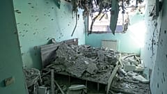 A hotel room is destroyed by shelling in Stepanakert/Khankendi in the region of Nagorno-Karabakh. Oct. 17, 2020.