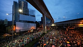 Pro-democracy protesters gather during a protest in Bangkok, Thailand, Saturday, Oct. 17, 2020.