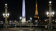 Concorde square is pictured empty during curfew in Paris. Oct. 17, 2020.