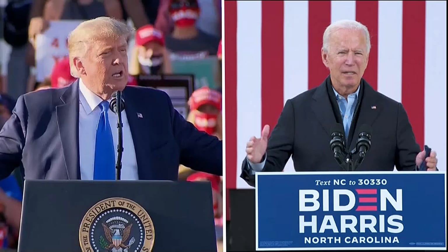 Montaje de imágenes de Donald Trump y Joe Biden