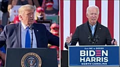 Montaje de imágenes de Donald Trump y Joe Biden