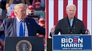 Montaje de imágenes de Donald Trump y Joe Biden