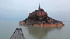 Mont-Saint-Michel surrounded by the sea during high tide