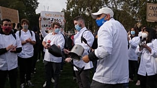 Protesters making noise