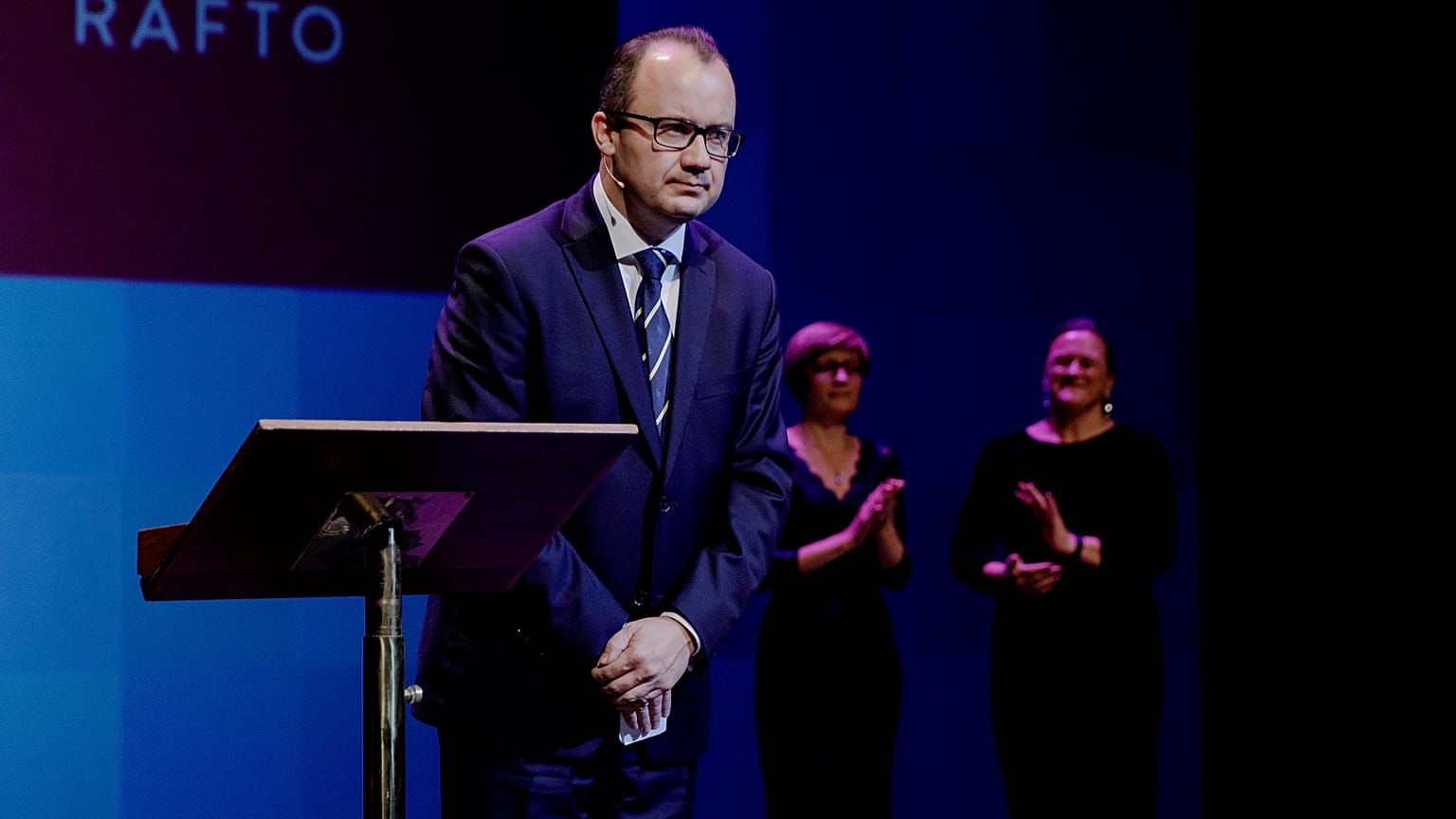 Polish lawyer Adam Bodnar receives The Rafto Prize 2018 in Bergen, Norway, Sunday Nov. 4, 2018.