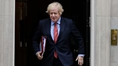 Britain's Prime Minister Boris Johnson leaves 10 Downing Street to attend the weekly session of PMQs in Parliament in London, Wednesday, June 10, 2020.