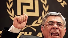 Archives : le dirigeant du parti néo-nazi grec Aube dorée, Nikos Michaloliakos, à Athènes, le 6 mai 2012
