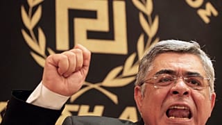 Archives : le dirigeant du parti néo-nazi grec Aube dorée, Nikos Michaloliakos, à Athènes, le 6 mai 2012