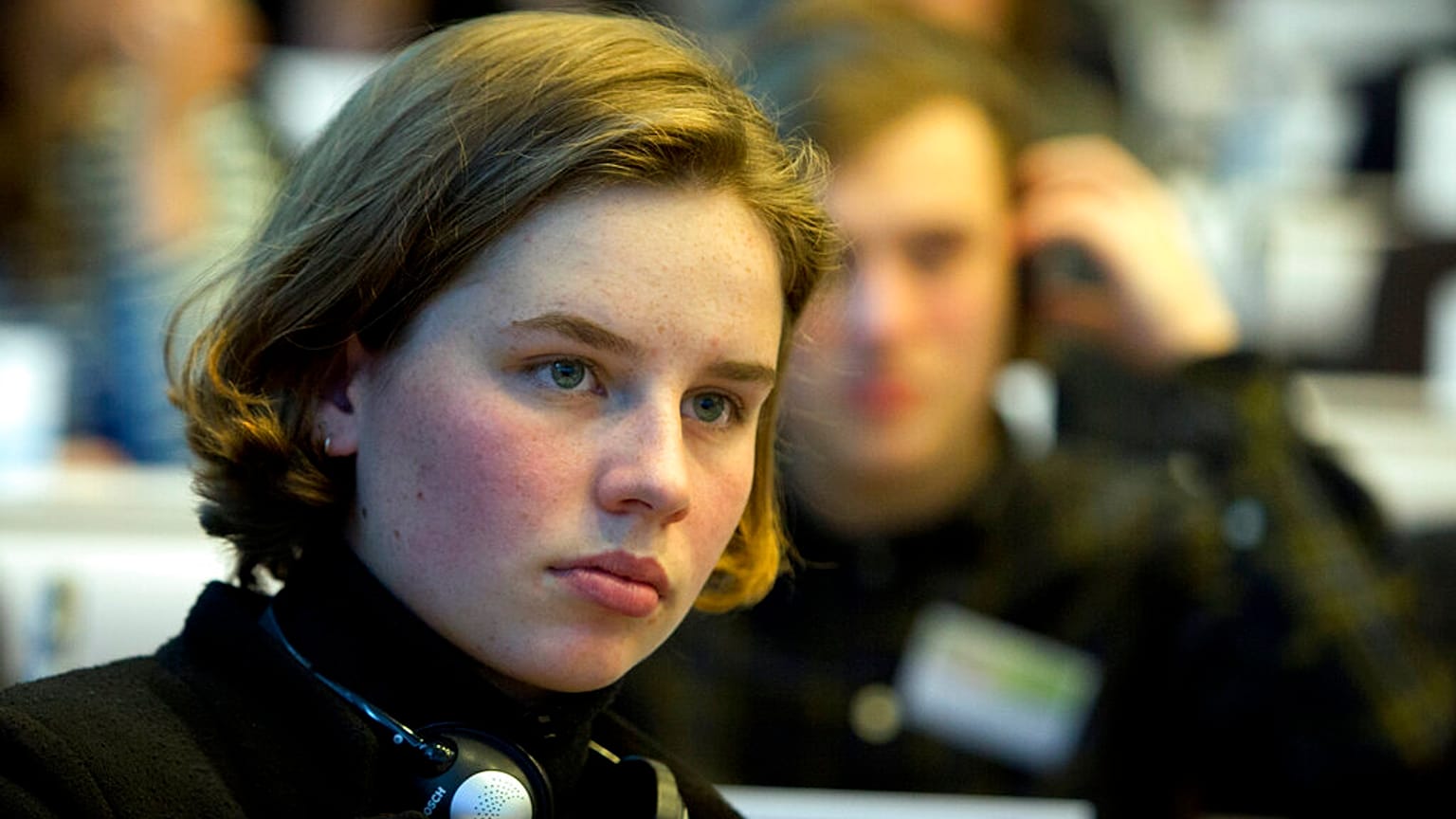 Auna de Wever, la 'Greta Thunberg belga' en el edificio Charlemagne de Bruselas