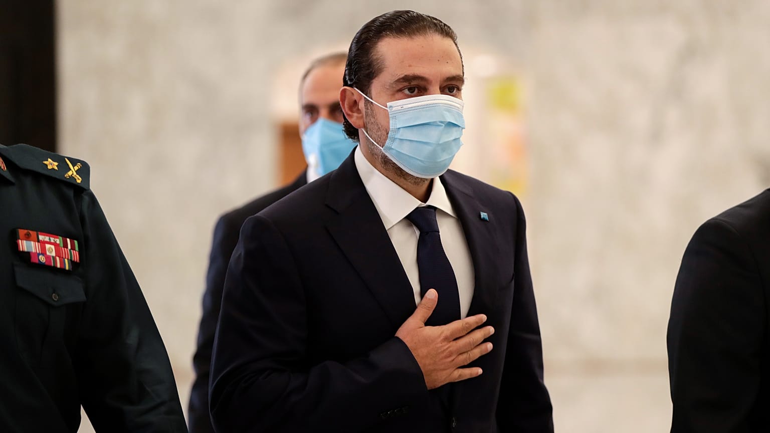 سعد الحرير يغادر مكتب الرئيس اللبناني ميشال عون في قصر بعبدا. بيروت - 2020/10/22