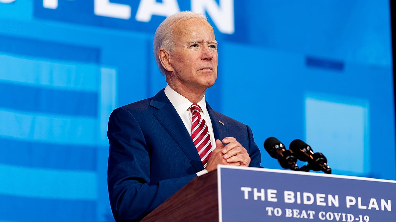 Democratic presidential candidate and former Vice President Joe Biden speaks about coronavirus in Wilmington, Delaware on Friday, Oct. 23, 2020.