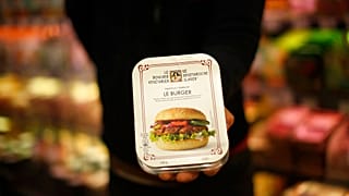 Belçika'da 'vegan burger' adı altında satılan bir ürün.