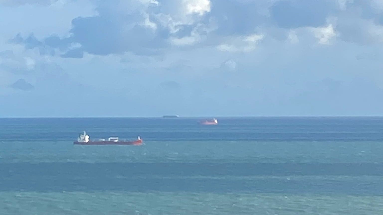 The Nave Andromeda (centre) pictured at sea.