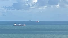 The Nave Andromeda (centre) pictured at sea.