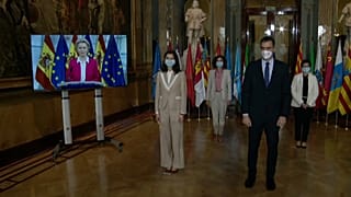 Conferencia virtual entre Pedro Sánchez, Úrsula von der Layen y los líderes de las CCAA