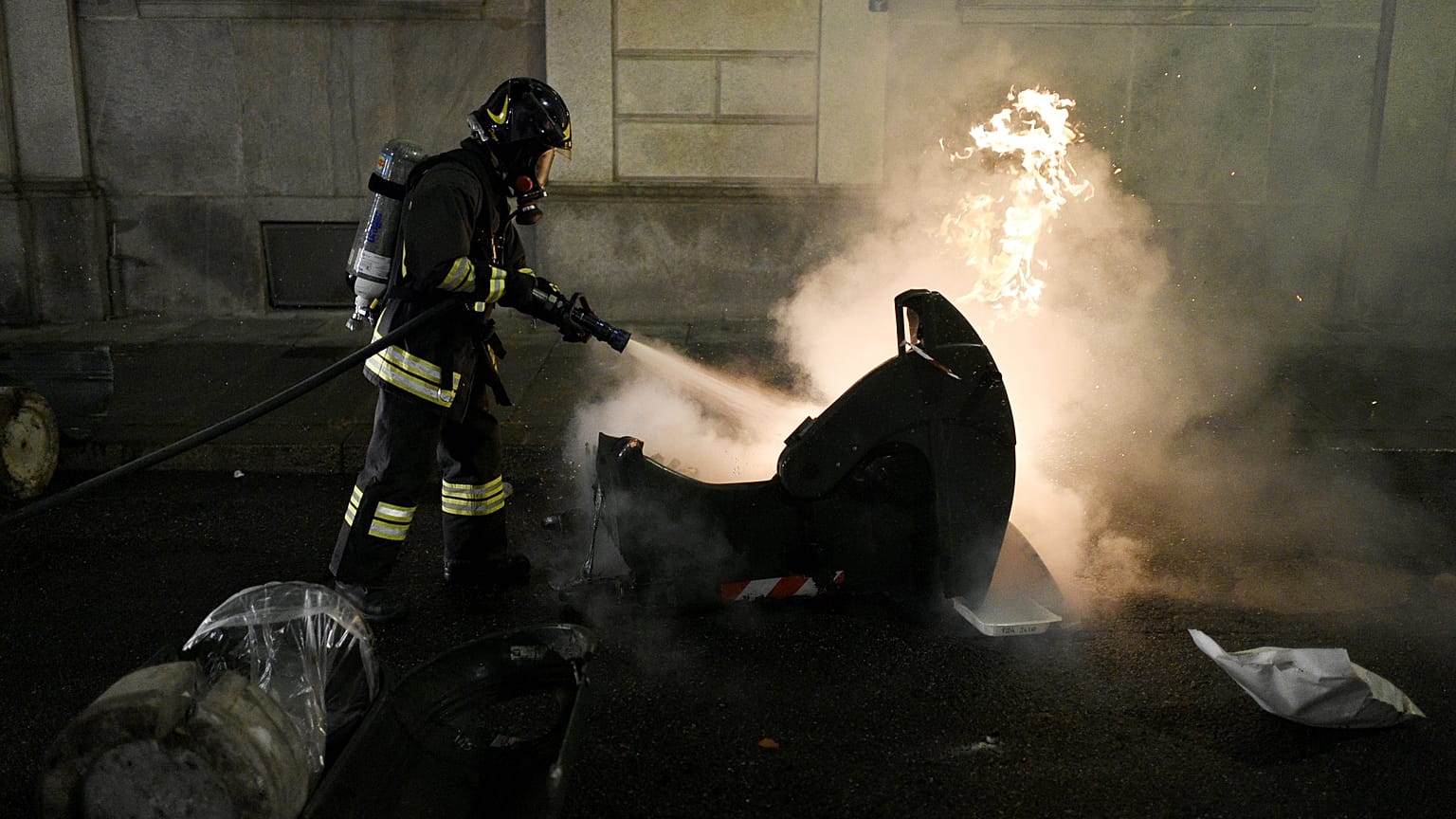 Löschung eines Brandes in Turin