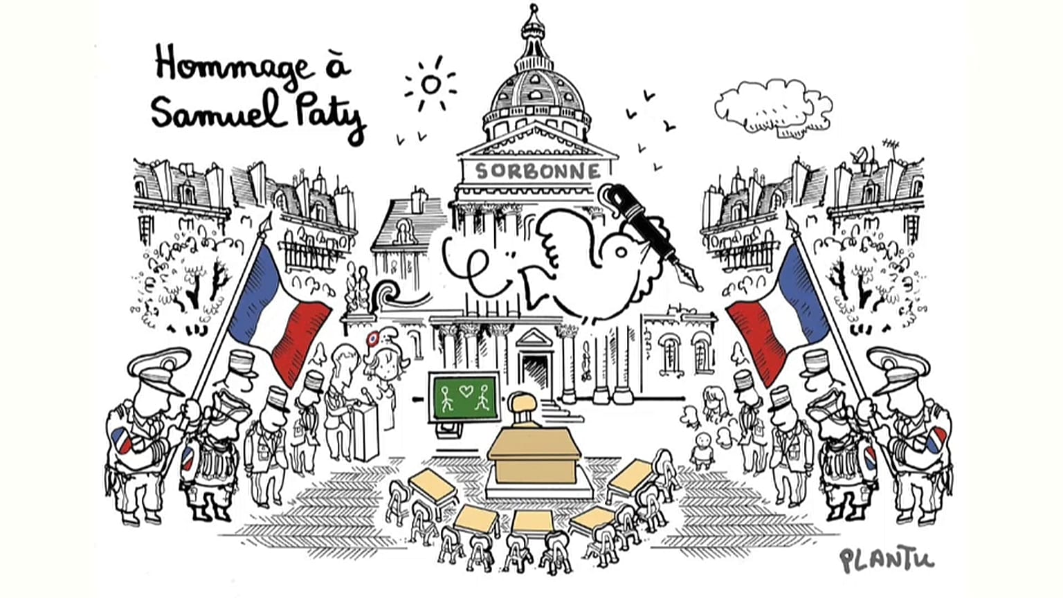 Karikatur Plantus zur Hommage an den ermordeten Lehrer Samuel Paty