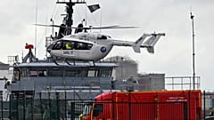 French rescue helicopter lands in Dunkirk during Tuesday's search operation