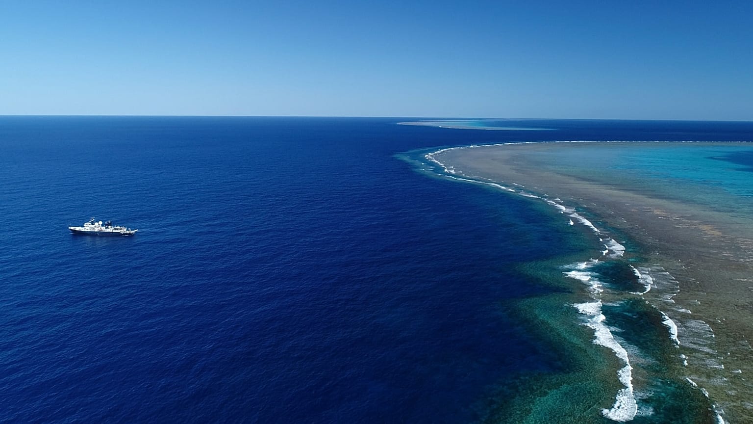 R_V Falkor operating on the Great Barrier Reef
