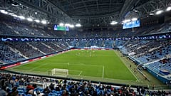 The Champions League group F soccer match between Zenit St.Petersburg and Brugge at the Saint Petersburg stadium in St. Petersburg, Russia, Tuesday, Oct. 20, 2020. 
