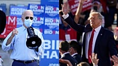 Democratic presidential candidate Joe Biden (L) and US President Donald Trump (R) are competing in the final days of the US election campaign.