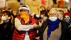 People in Warsaw taking part in a protest against the government on the eighth straight day of angry demonstrations that were triggered by a recent tightening of the abortion 