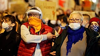 People in Warsaw taking part in a protest against the government on the eighth straight day of angry demonstrations that were triggered by a recent tightening of the abortion