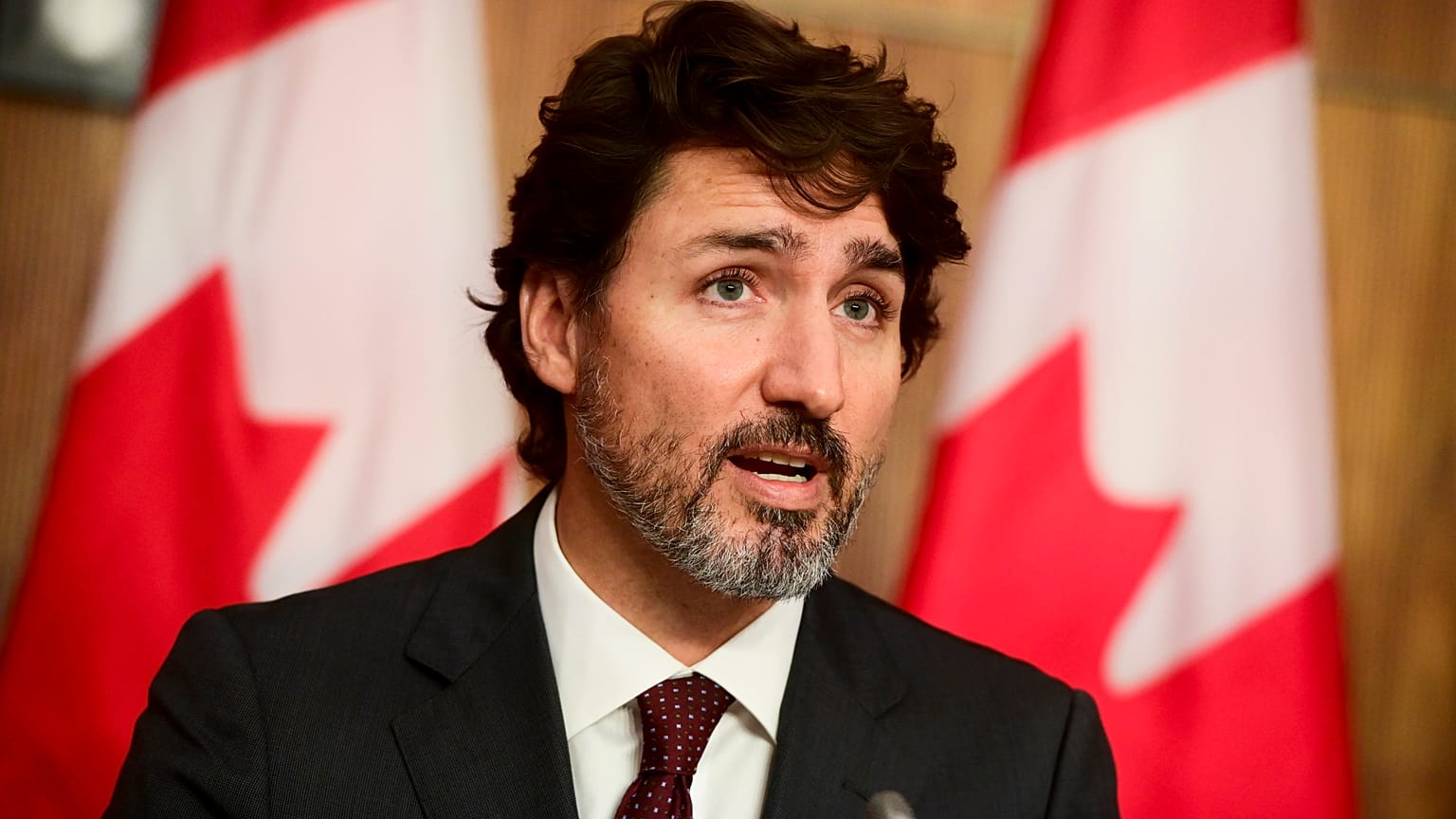 Canadian Prime Minister Justin Trudeau takes part in a press conference during the COVID-19 pandemic in Ottawa, Ontario, on Tuesday, Oct. 13, 2020