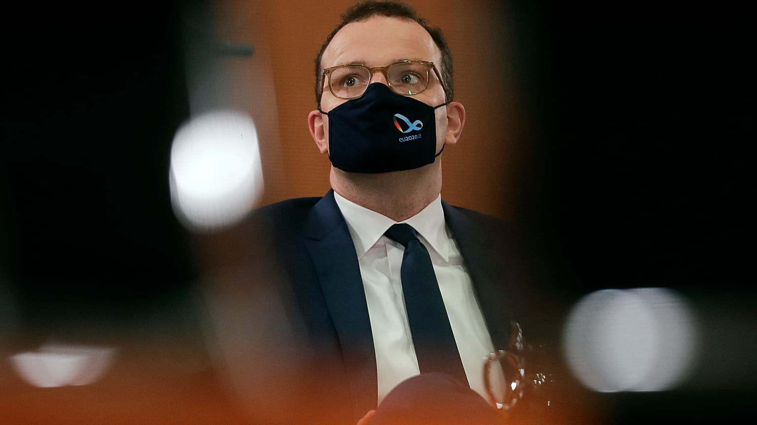 Wednesday, Oct. 21, 2020, German Health Minister Jens Spahn attends the weekly government cabinet meeting at the chancellery in Berlin