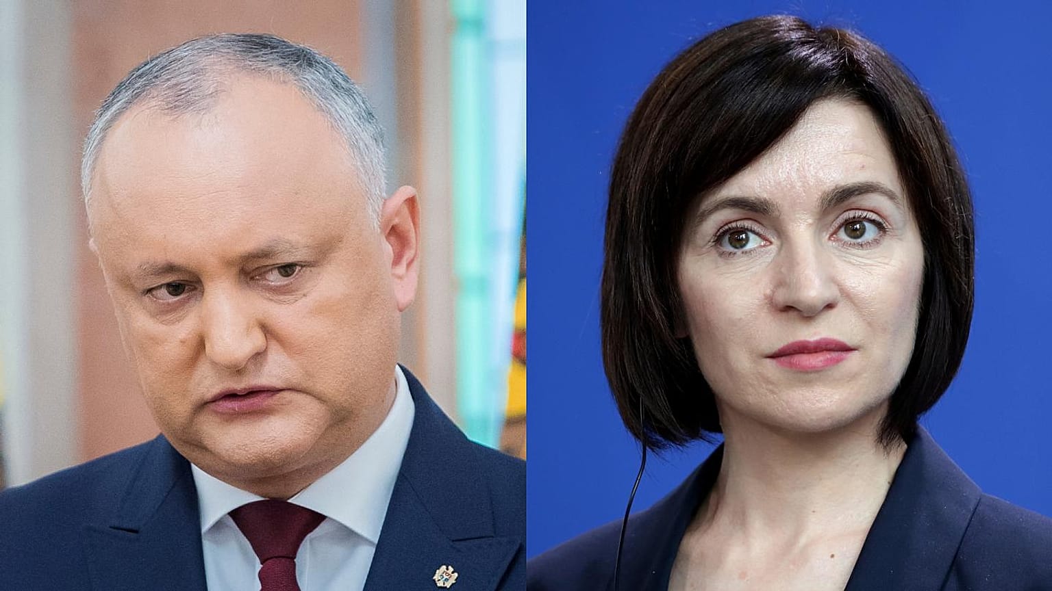 Moldova mevcut Cumhurbaşkanı İgor Dodon ile eski Başbakan Maia Sandu