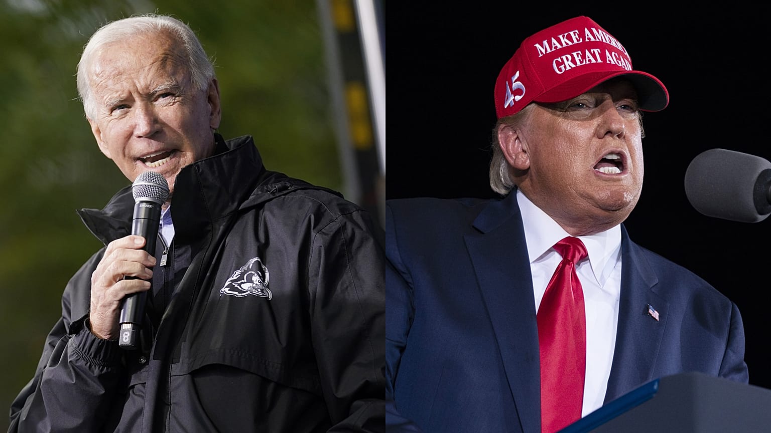 Montage : Joe Biden et Donald Trump, le 1er novembre 2020