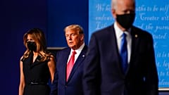 Donald Trump and Joe Biden during the second and final presidential debate at Belmont University in Nashville, Tenn. on Oct. 22, 2020. 