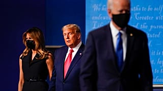 Donald Trump and Joe Biden during the second and final presidential debate at Belmont University in Nashville, Tenn. on Oct. 22, 2020.