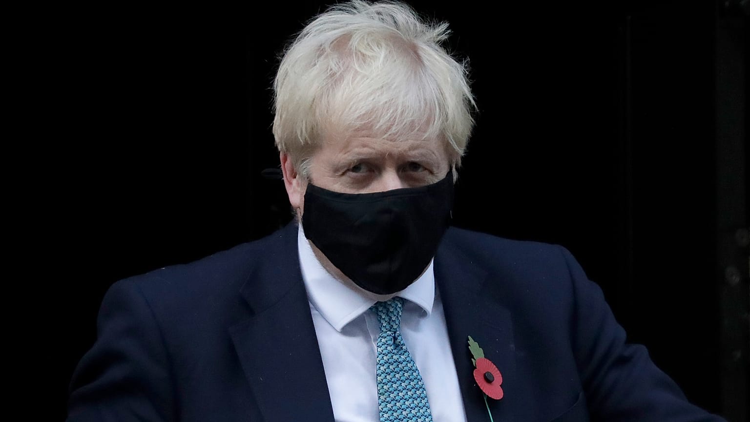 British Prime Minister Boris Johnson leaves 10 Downing Street in London to go to the Houses of Parliament. Monday, Nov. 2, 2020.