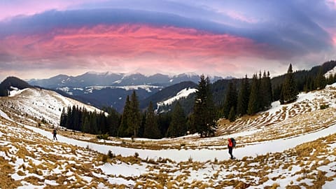 Wild skiing in the Tatra range, Carpathian Mountains, Eastern Europe.
