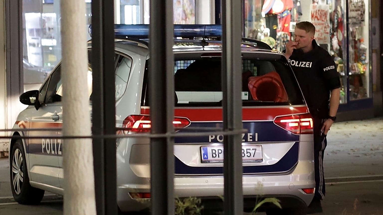 Police patrol at the Rotenturmstrasse near a synague in central Vienna on November 2, 2020, following a shooting.